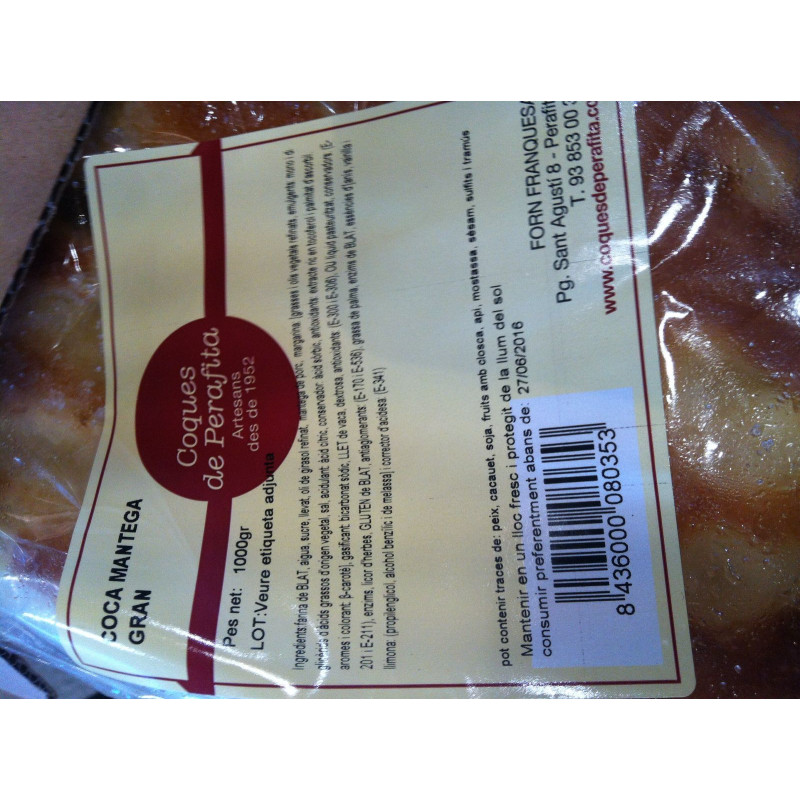 COCA DE MANTEQUILLA GRANDE PIEZA 1Kg